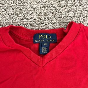 Boys red vneck polo tshirt